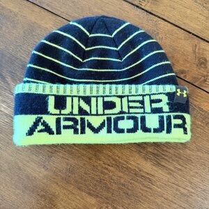 Under Armour Kids Beanie - Navy and Neon Yellow